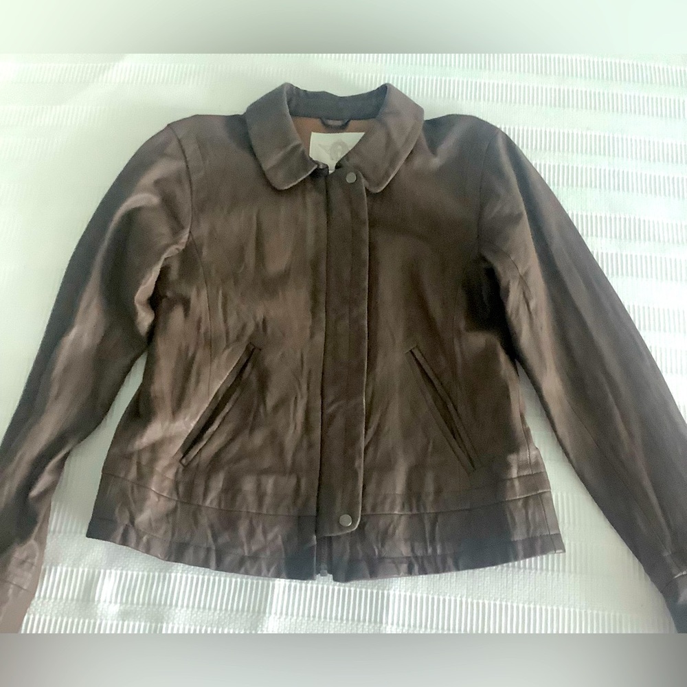 Burning Torch Aviator washable leather jacket Taupe Light Brown Cocoa sz S 2-4